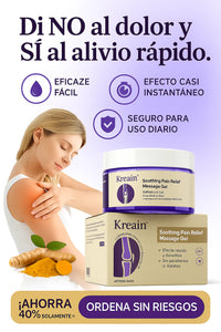 KRAEIN GEL NATURAL ANTIDOLOR  ALIVIO INMEDIATO PARA DOLORES MUSCULARES Y ARTICULARES, DESDE LA PRIMERA APLICACIÓN